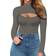 Mangopop Womens Sexy Cutout Front T-shirt Long Sleeve Short Sleeve Bodysuit Jumpsuits - Dark Heather Grey