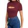 Mangopop Women Mock Neck Cutout Front Short Sleeve Bodysuit - Burgundy