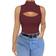 Mangopop Women's Mock Neck Cutout Front Sleeveless Tank Top Bodysuit - Burgundy