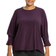 Roman Curve Cuff Detail Oversized Top - Plum