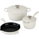 Le Creuset White Signature Enameled Cast Iron Cookware Set with lid 5 Parts