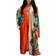 Women's Floral Print Satin Robe Kimono Cardigan - Orange