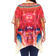 White Mark Short Caftan with Tie-Up Neckline Plus Size - Red