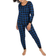 Leveret Women's Plaid Pajamas - Black/Navy