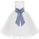 Ekidsbridal Junior Floral Lace Flower Girl Christening Baptism Dress - Ivory/Dusty Blue