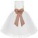 Ekidsbridal Junior Floral Lace Flower Girl Christening Baptism Dress - Ivory/Rose Gold