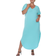 White Mark Plus Size Short Sleeve V-Neck Maxi Dress - Aqua