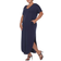 White Mark Plus Size Short Sleeve V-Neck Maxi Dress - Navy