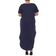 White Mark Plus Size Short Sleeve V-Neck Maxi Dress - Navy