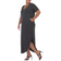 White Mark Plus Size Short Sleeve V-Neck Maxi Dress - Charcoal