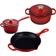 Le Creuset Cerise Signature Enameled Cast Iron Cookware Set with lid 5 Parts