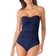 Anne Cole Twist Front Shirred One Piece - Navy