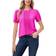 CeCe Women's Pin-Tucked Front Short Sleeve Crew Neck Blouse - Magenta Glow