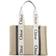 Chloé Large Woody Linen Tote Bag - White/Blue 1