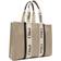 Chloé Large Woody Linen Tote Bag - White/Blue 1