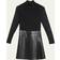 Alice + Olivia Chara Long-Sleeve Vegan Leather Pleated Mini Dress BLACK