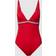 Tommy Hilfiger Plunge One Piece Swimsuit - Red