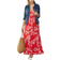 Ellos Knit Surplice Maxi Dress - Hot Red White Floral