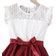 Shein Girl's Contrast Lace Panel Belted Dress - Red/White
