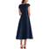 Alfred Sung Puff Cap Sleeve Full Skirt Midi Dress - Midnight Blue