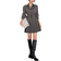 Shein Dazy Button Front Belted Shirt Dress - Dark Grey