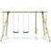 Rebo Wooden Garden Swing Set with 2 Standard Swings Glider Climbing Rope & Ladder