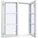 Sparvinduer BH0206 PVC Sidehængt vindue Vindue med 2-lags glas 80x45cm