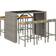 vidaXL 5 Poly Rattan& Acacia Outdoor Bar Set