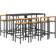 vidaXL 9 Piece Garden Black Poly Rattan Solid Wood Outdoor Bar Set