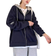 Shein Dazy Colorblock Drop Shoulder Thermal Hoodie - Navy Blue