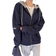 Shein Dazy Colorblock Drop Shoulder Thermal Hoodie - Navy Blue