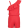 Tommy Hilfiger Girl's One-Shoulder Flag Stripe Logo Romper - Chinese Red