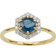 Gemondo Halo Engagement Ring - Gold/Sapphire/Diamonds