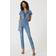 Good American Short Sleeve Denim Jumpsuit - Blue