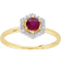 Gemondo Halo Ring - Gold/Red/Diamonds