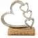 Silver Four Heart On A Wooden Base Small Christmas Tree Ornament