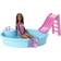 Barbie Doll Brunette & Pool Playset with Slide & Accessories