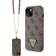 Guess iPhone 15 4G Strass Triangle Metal Logo Cover med Crossbody Rem Brun