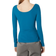 Pieces Kitte Button Front Ribbed Top - Deep Lagoon