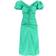 Ganni Crinkled Satin Gathered Uneck Midi Klänning - Bright Green