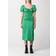 Ganni Crinkled Satin Gathered Uneck Midi Klänning - Bright Green