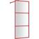 vidaXL Inloopdouchewand Transparant 80x195 cm ESG-glas Rood