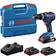 Bosch Professional GSB 18V-55 0615A5002V Batteri boremaskine 18 V Litium inkl. 3 stk batteri, Inkl. oplader, børsteløs