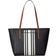 Lauren Ralph Lauren Crosshatch Leather Medium Clare Tote Bag - French Navy/Vanilla Stripe