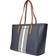 Lauren Ralph Lauren Crosshatch Leather Medium Clare Tote Bag - French Navy/Vanilla Stripe