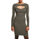 Urban Classics Ladies Cut Out Mini Knit Evening Dress - Olive