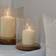 Ivyline Amelia Ribbed Holder Wood/Glass Candlestick