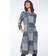 Roman Patchwork Cowl Neck Button Detail Dress