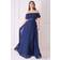 Goddiva Pleated Chiffon Off Shoulder Maxi Dress