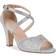 Paradox London Kesha Shimmer Block Heel Sandals Silver